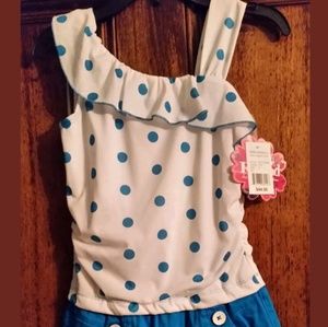 Size 8 Girls Rewind Polka Dot Romper - NWT